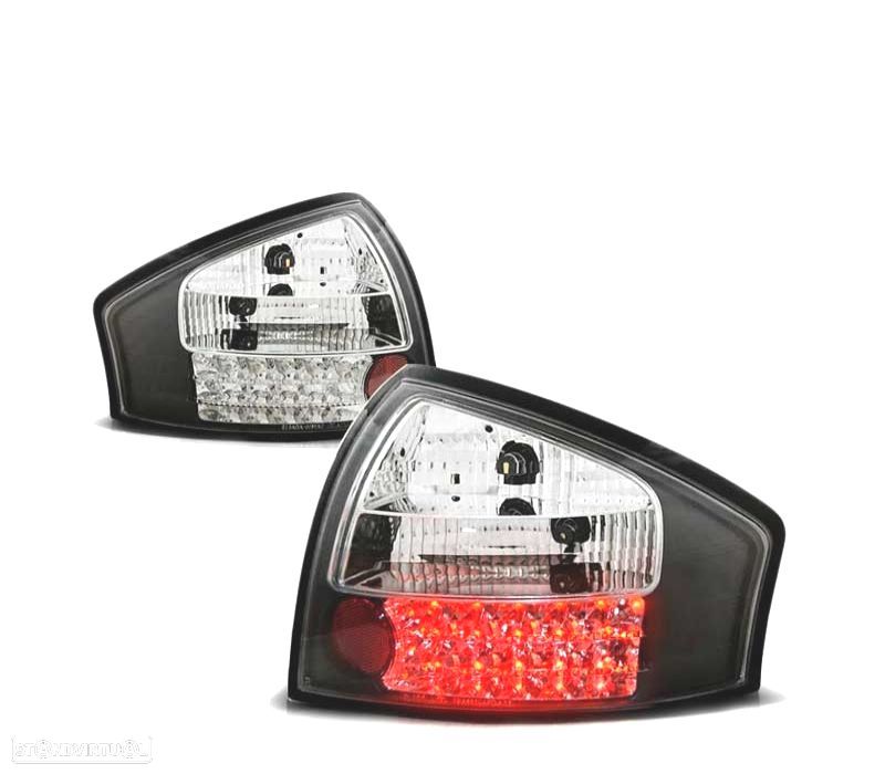 FAROLINS TRASEIROS LED PARA AUDI A6 LED 97-04 PRETO - 1
