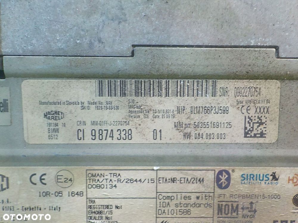 BMW 1 F20 LIFT 1.5 D 17r HB 5D radio 9874338 - 5