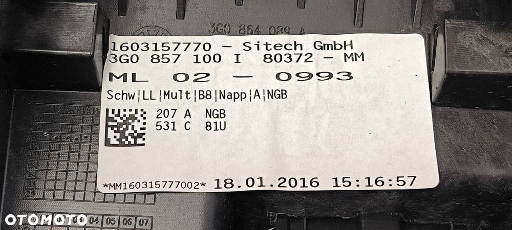 PODŁOKIETNIK VOLKSWAGEN PASSAT B8 R-LINE 3G1863241C - 14