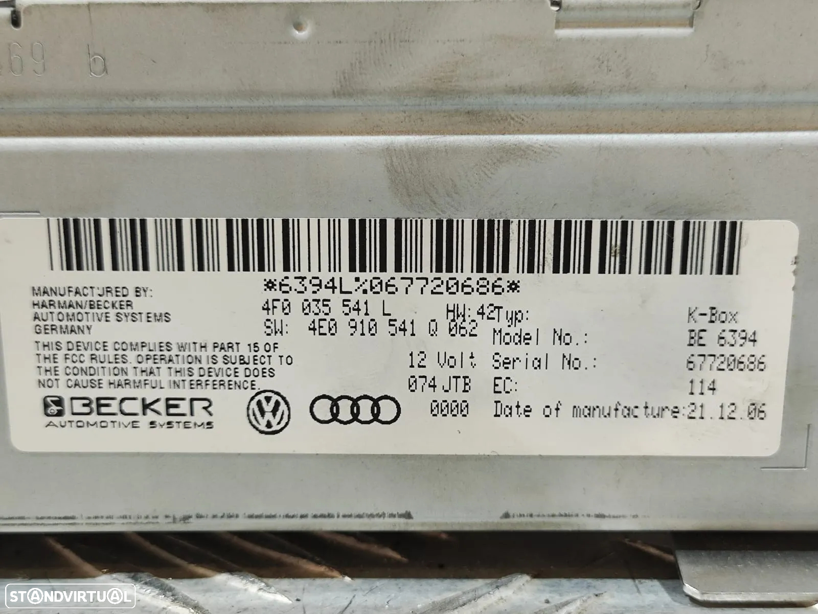 Módulo controlo de rádio original Audi A6 C6 - 7