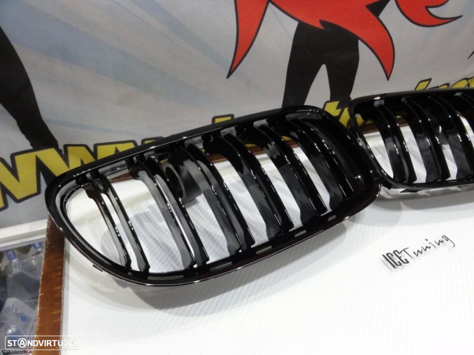 Grelha frontal em plástico para ABS para BMW E90 08-11 M4 look / dupla lâmina em preto piano brilhante - 2