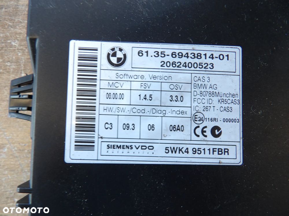 BMW - E60,E61 - MODUŁ , STEROWNIK CAS3 - 6943814 - 2