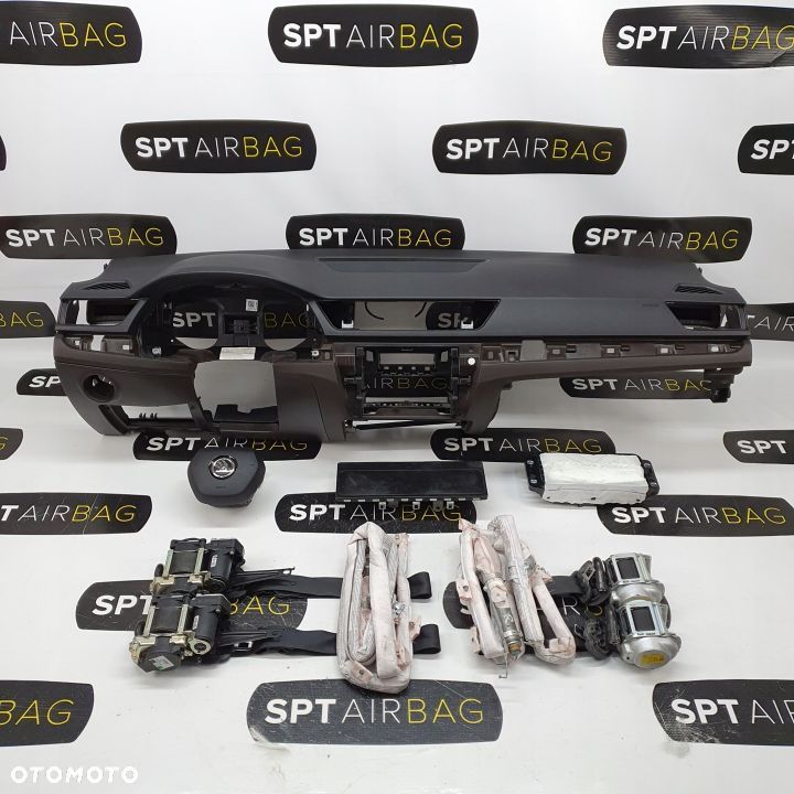 SKODA SUPERB III 3 DESKA ROZDZIELCZA KONSOLA KOKPIT PULPIT PODUSZKI AIRBAG AIR BAG PASY KIT SET - 1
