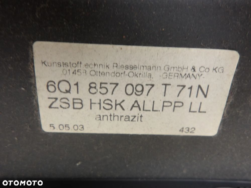 VW POLO IV 9N HB 5D 01-05 1.2B SCHOWEK PASAŻERA 6Q1857097 - 4