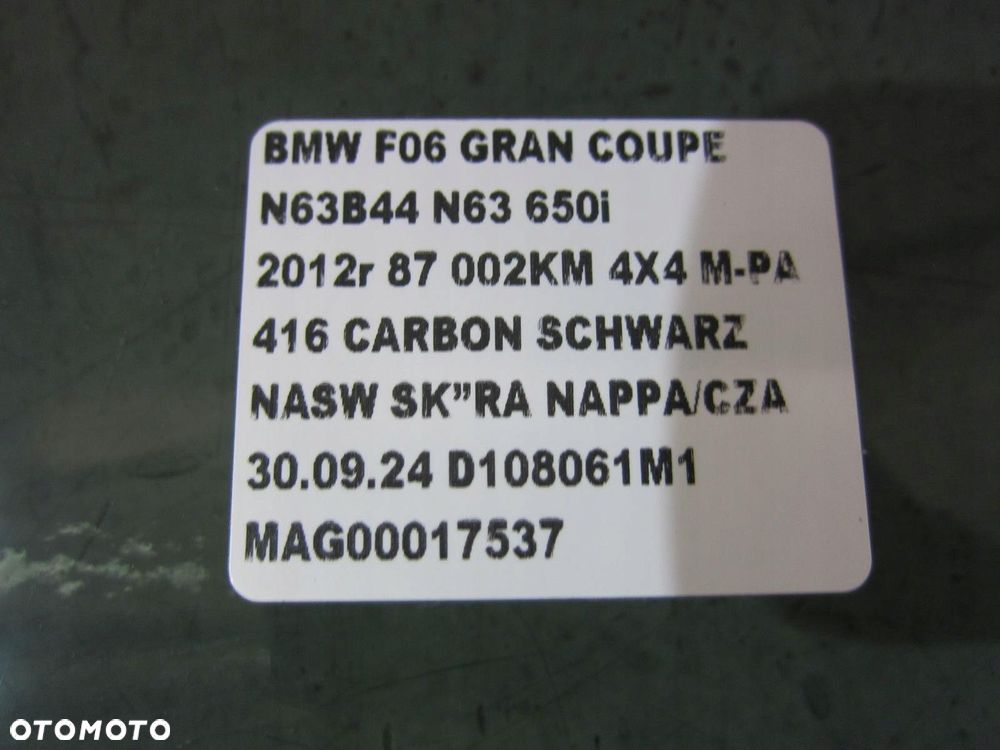BMW 6 F06 GRAN COUPE SZYBA BOCZNA LEWY PRZÓD LEWA 7275395 51337275395 - 7
