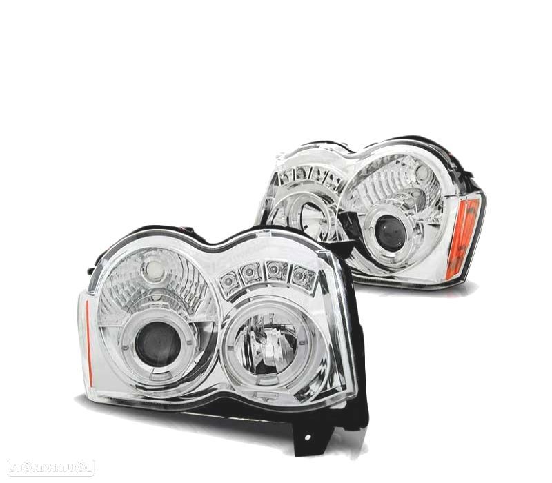 FARÓIS ANGEL EYES PARA JEEP GRAND CHEROKEE 08-10 CHROME CROMADO - 2