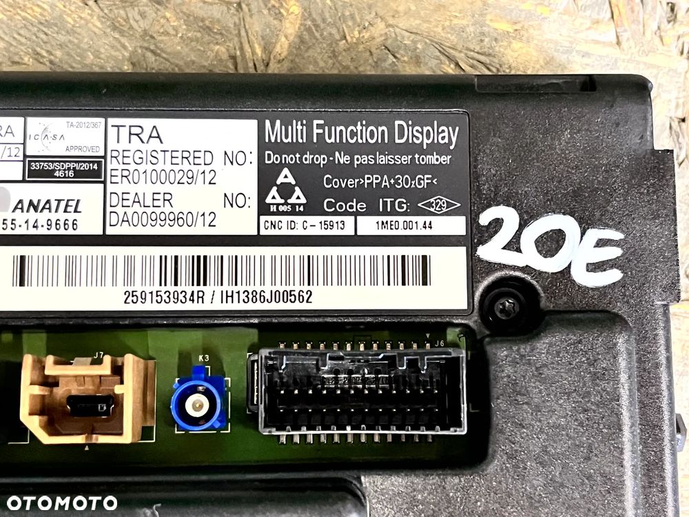 RENAULT ZOE EKRAN WYŚWIETLACZ NAWIGACJI NAVI RADIA MONITOR 259153934R - 3