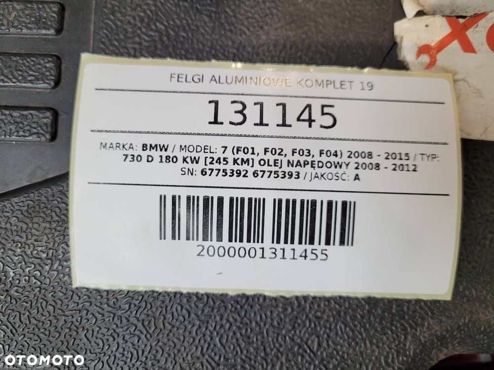 FELGI KOŁA OPONY BMW 7 F01 F02 19'' 6775392 6775393 KOMPLET - 21