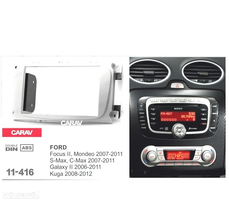 MOLDURA ADAPTADOR CINZA PARA RADIO 2-DIN PARA FORD FOCUS MONDEO S-MAX C-MAX GALAXY KUGA - 4