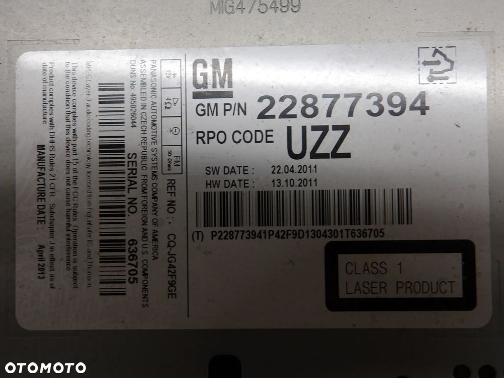 OPEL MERIVA B 10-13 1.3CDTI RADIO 22877394 - 6