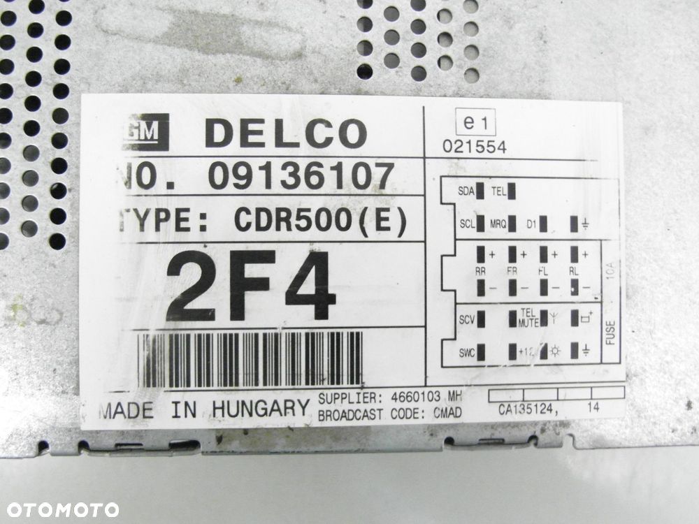 RADIO OPEL ZAFIRA A 09136107 CDR500E - 5