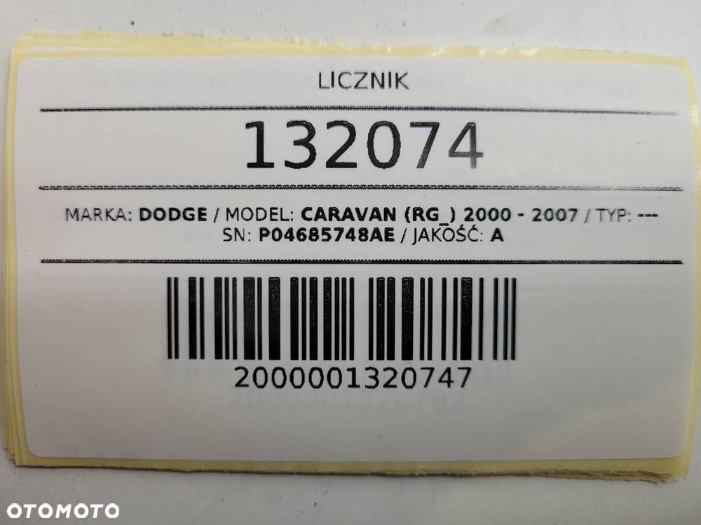 LICZNIK ZEGARY P04685748AE DODGE CARAVAN IV 2001 3.3 BENZYNA - 8
