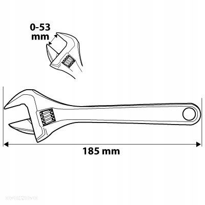NEO KLUCZ NASTAWNY KRÓTKI 185 MM ZAKRES 0-53 MM 432 G ZE STALI CRV 03-022 - 5