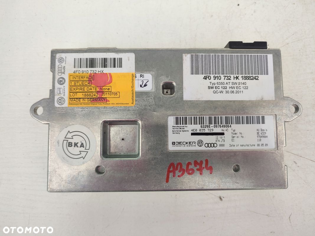 Sterownik moduł MMI AUDI A6 C6 4F0910732HX - 1