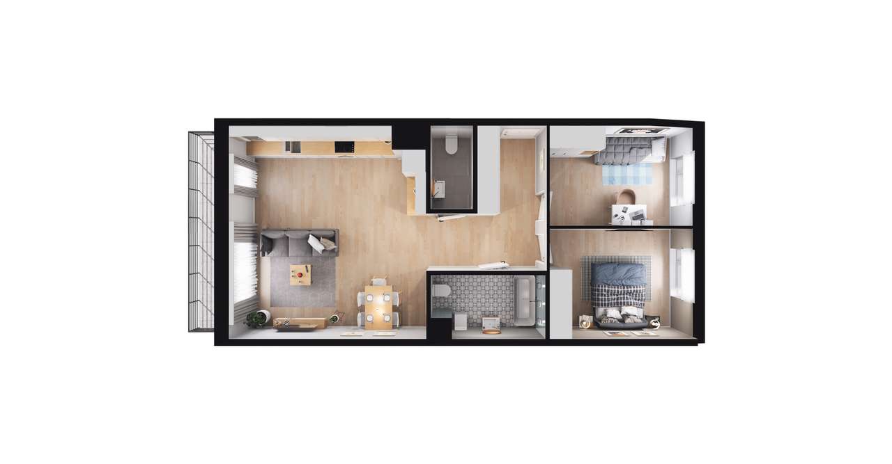 3-pokojowe mieszkanie 68m2 + balkon Bezpośrednio - Pełny obrazek: 2/23