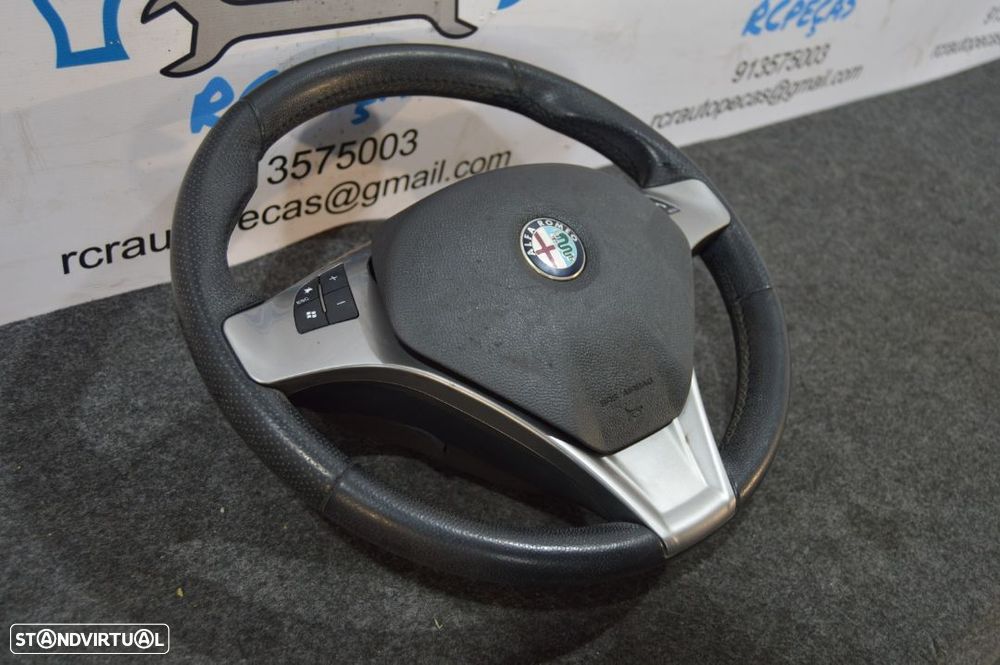 VOLANTE GUIADOR COMPLETO ALFA ROMEO MITO PELE PERFURADA COMANDOS MULTIFUNÇÕES AIRBAG GIULIETTA - 5