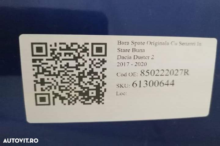 Bara Spate Originala Cu Senzori In Stare Buna  Dacia  Duster  2 [2018 - 8