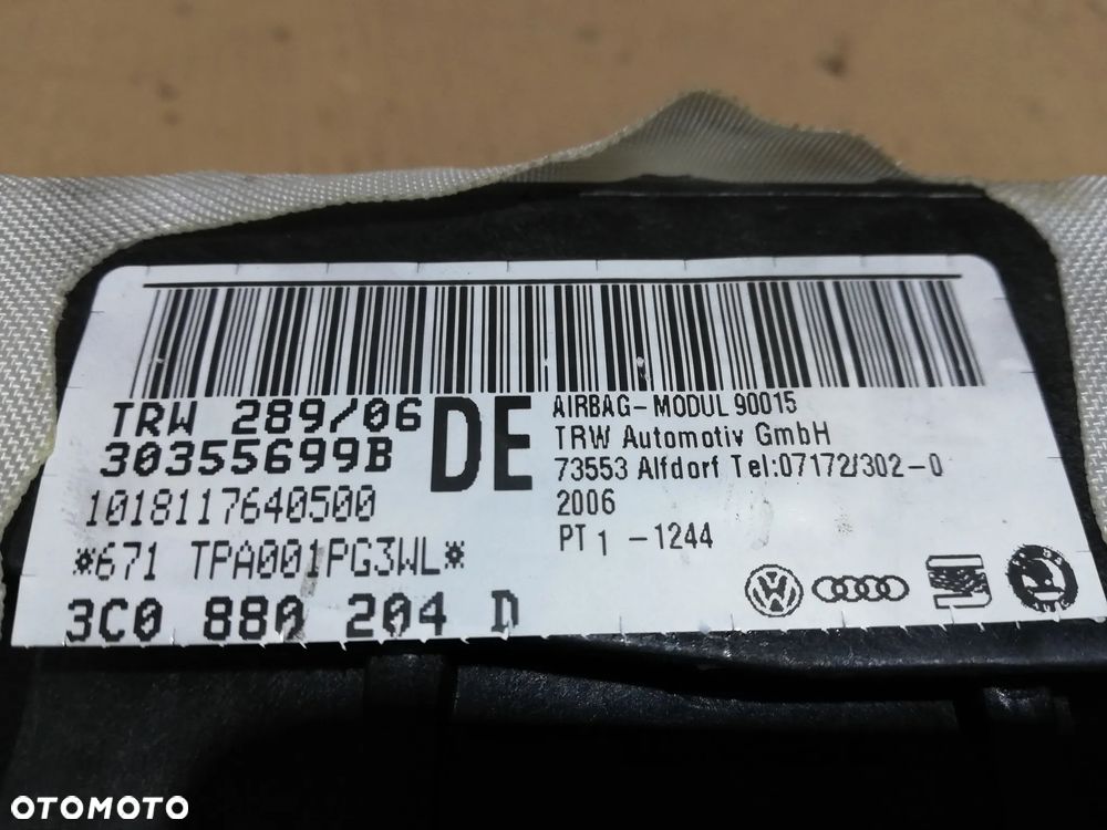 PODUSZKA AIRBAG PASAŻERA VW PASSAT B6 2.0 TDI 3C0880204D - 2