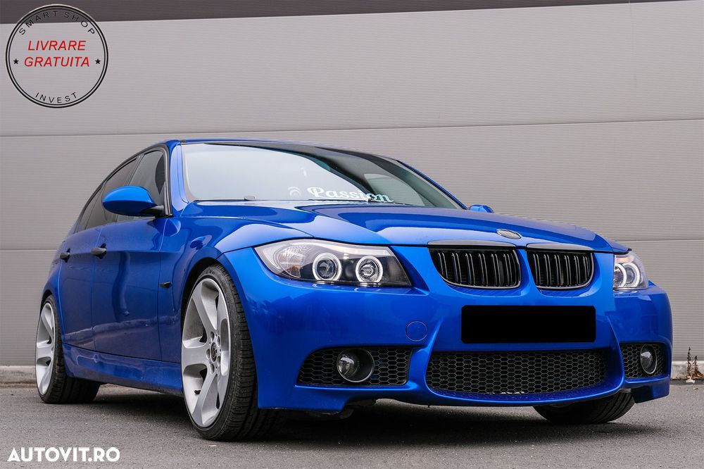 Grile Centrale Duble BMW Seria 3 E90 E91 Pre-LCI (2005-2008) M-Design Negru Lucios- livrare gratuita - 8