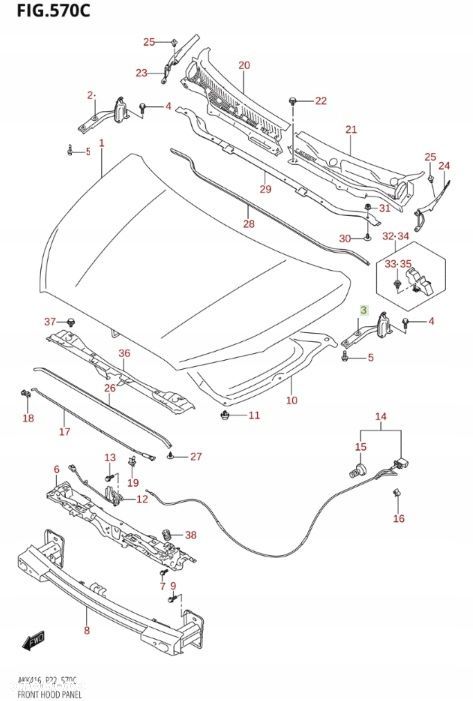 SUZUKI S-CROSS 2013 - ZAWIAS MASKI LEWY - 4