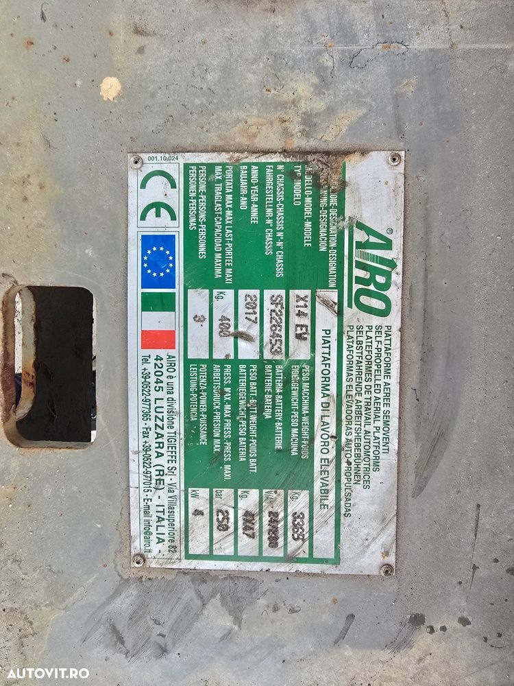 Alta Nacela AIRO X14 EW, 14 metri - An 2017 - Doar 434 Ore Reale - Stare Impecabila - 9