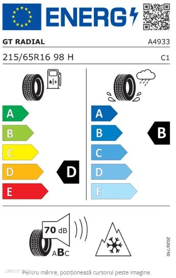 Anvelopa NOUA Iarna  215/65R16 GT-Radial Winterpro2-SUV(EVO) 98H/d/V/70dB(B) - 2