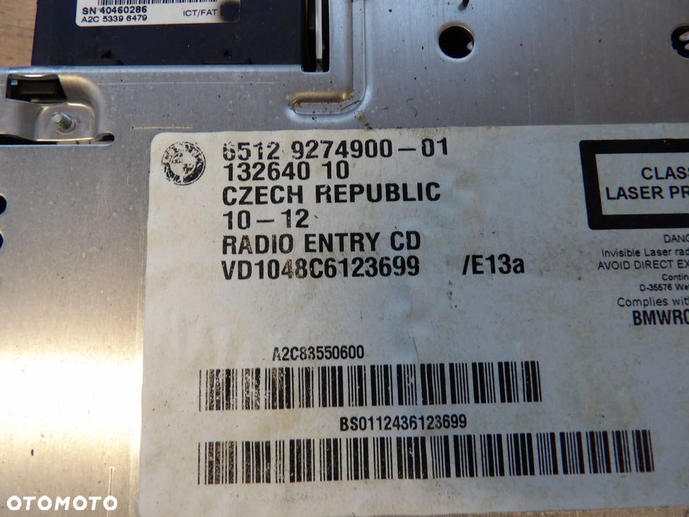 BMW - F20,F30 - RIADIOODTWARZACZ BUISNESS - CD - MULTIMEDIA - 9274900 - 3