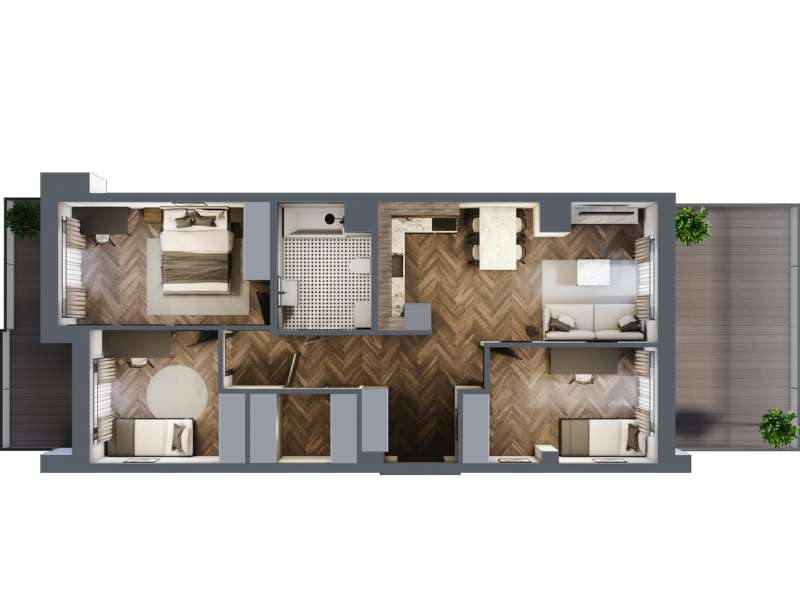 Mieszkanie, 70.62m², 4 pokoje, 7 piętro, B-KLM14-LM64, Nowe Horyzonty