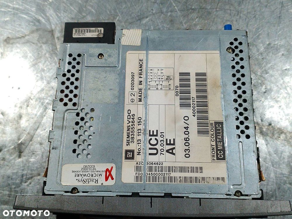RADIO CD NAVI OPEL VECTRA C 13113150 383555646 24461297 5W70093 1.9 CDTI - 10