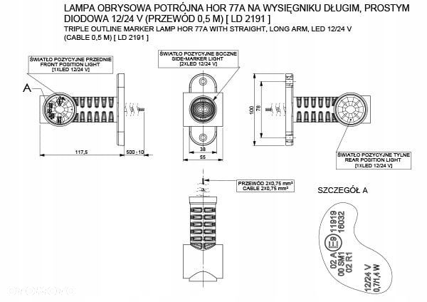 LAMPA OBRYSOWA LED DŁUGIE RAMIE typ Aspöck - 2