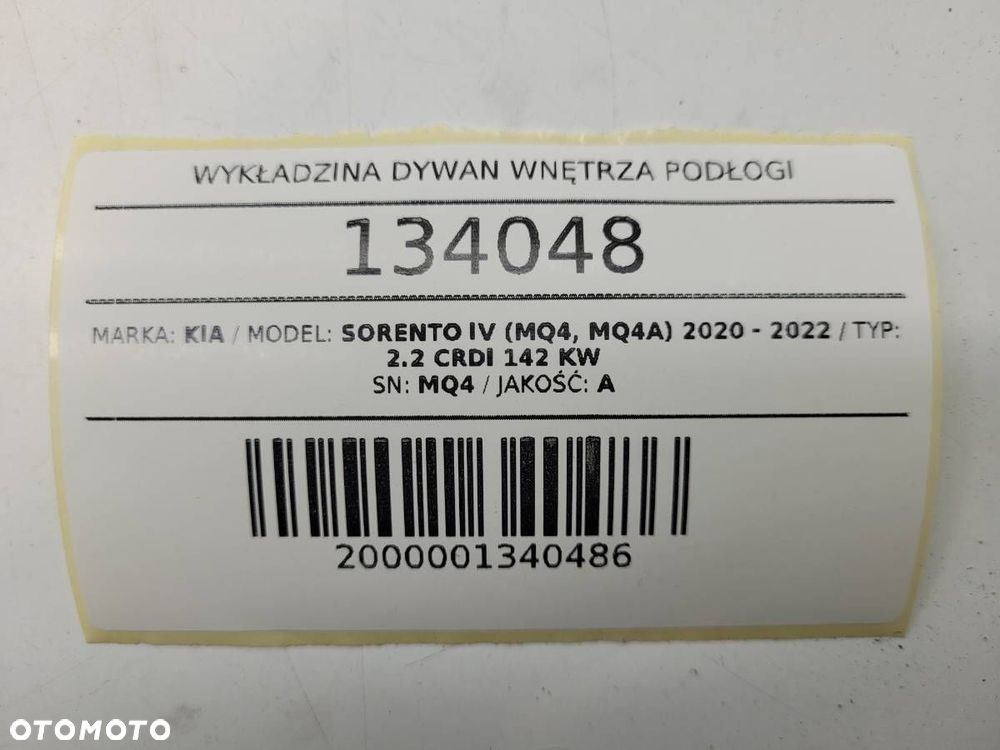 WYKŁADZINA DYWAN WNĘTRZA PODŁOGI KIA SORENTO IV MQ4 EUROPA - 12