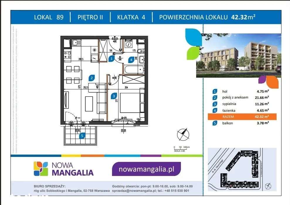 Mieszkanie z garażem podziemnym 42 m.  Mokotów