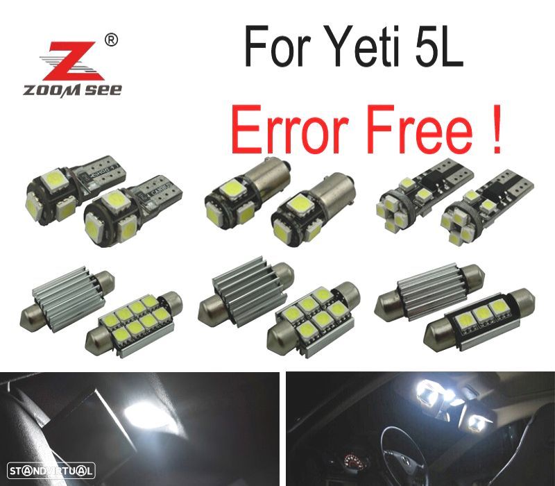 KIT COMPLETO DE 19 LÂMPADAS LED INTERIOR SKODA YETI 5L SUV 09- - 1