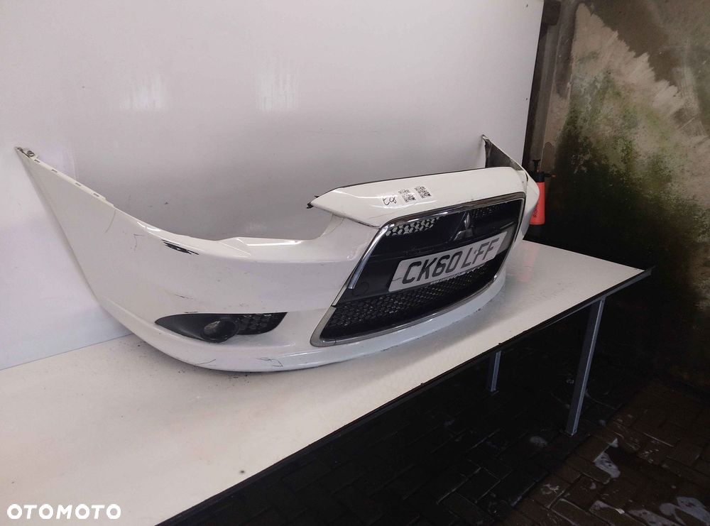 } ZDERZAK PRZÓD PRZEDNI MITSUBISHI LANCER X 8 VIII BIAŁY HALOGENY - 3