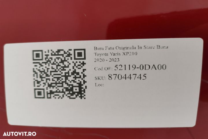 Bara Fata Originala  In Stare Buna Toyota  Yaris  XP210 2020 2021 2022 - 7