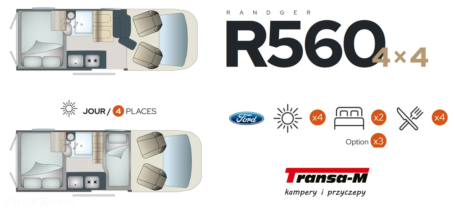 Ford KAMPER RANDGER R560 TRANSIT 4X4 165 KM NOWY! MODEL 2025! - 2
