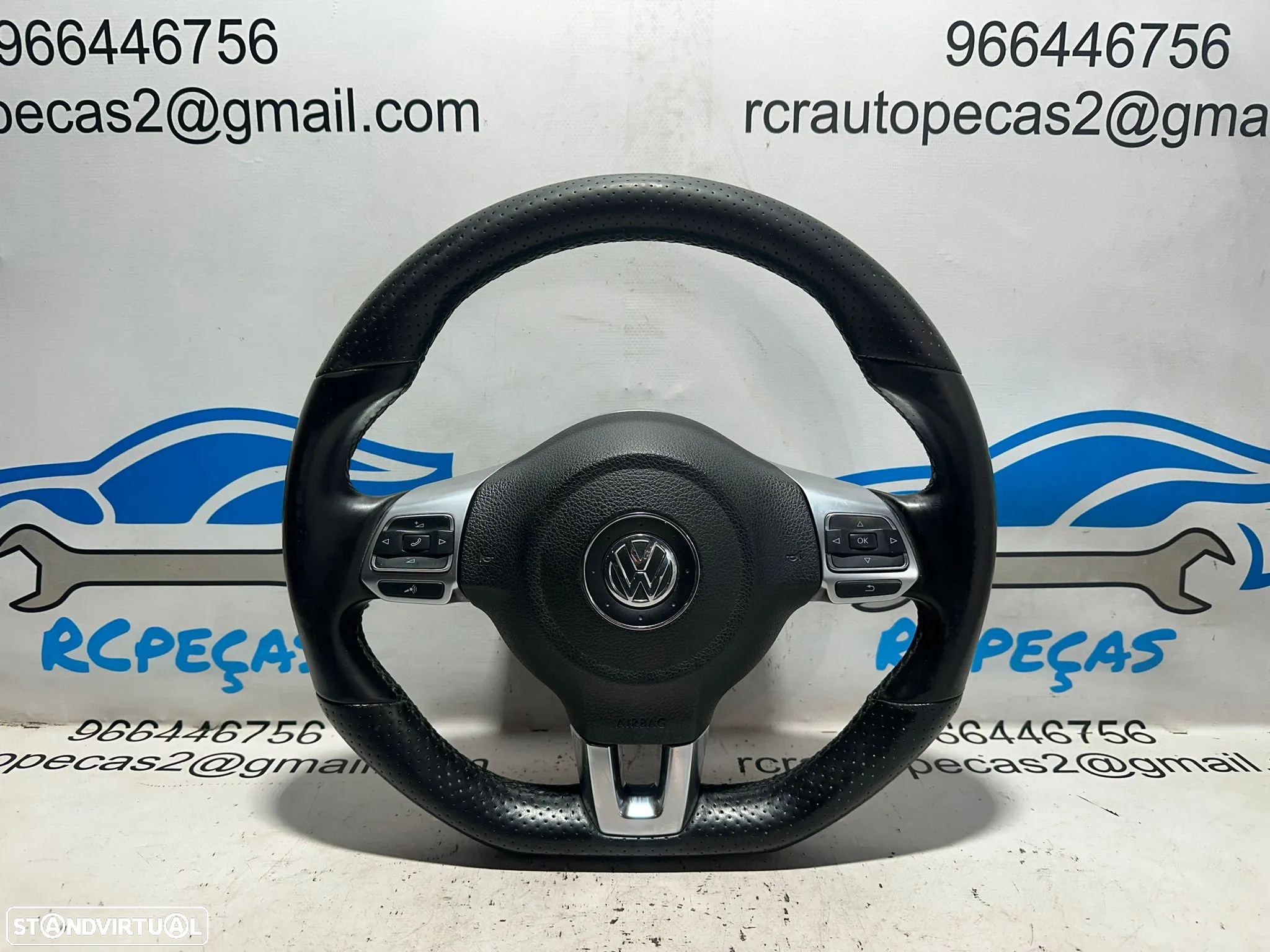 .Volante Flat Bottom Pele Perfurada Multifunções VW Volkswagen Scirocco III 3 - 2