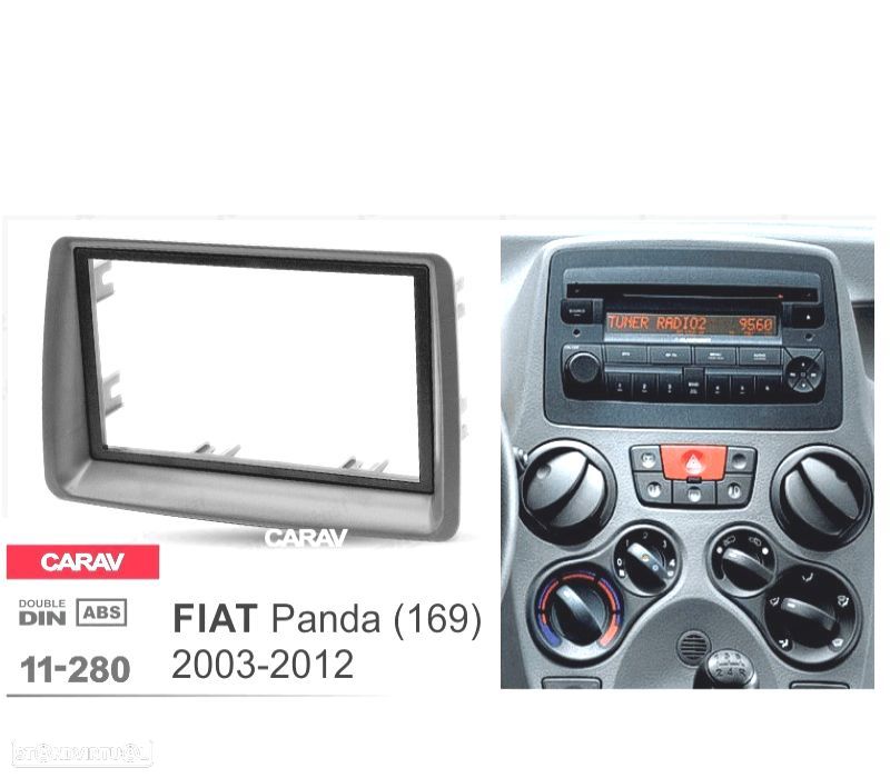 MOLDURA ADAPTADOR CINZA ESCURO PARA RADIO 2-DIN PARA FIAT PANDA - 4