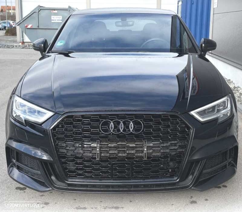 GRELHA DIANTEIRA AUDI A3 8V 16-19 PDC LOOK RS3 PRETO BRILHANTE - 4