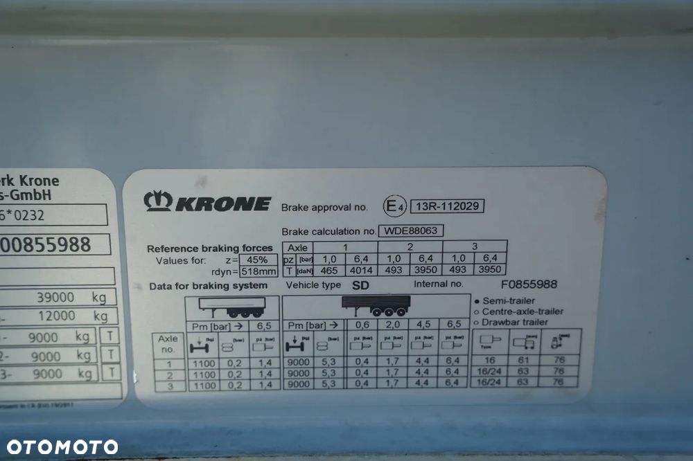 Krone / FIRANKA / STANDARD / JOLODA / OŚ PODNOSZONA / - 31