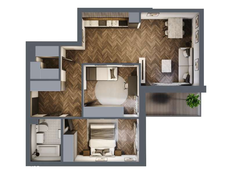 Mieszkanie, 61,88m², 3 pokoje, 2 piętro, EII-KLF18-LM10