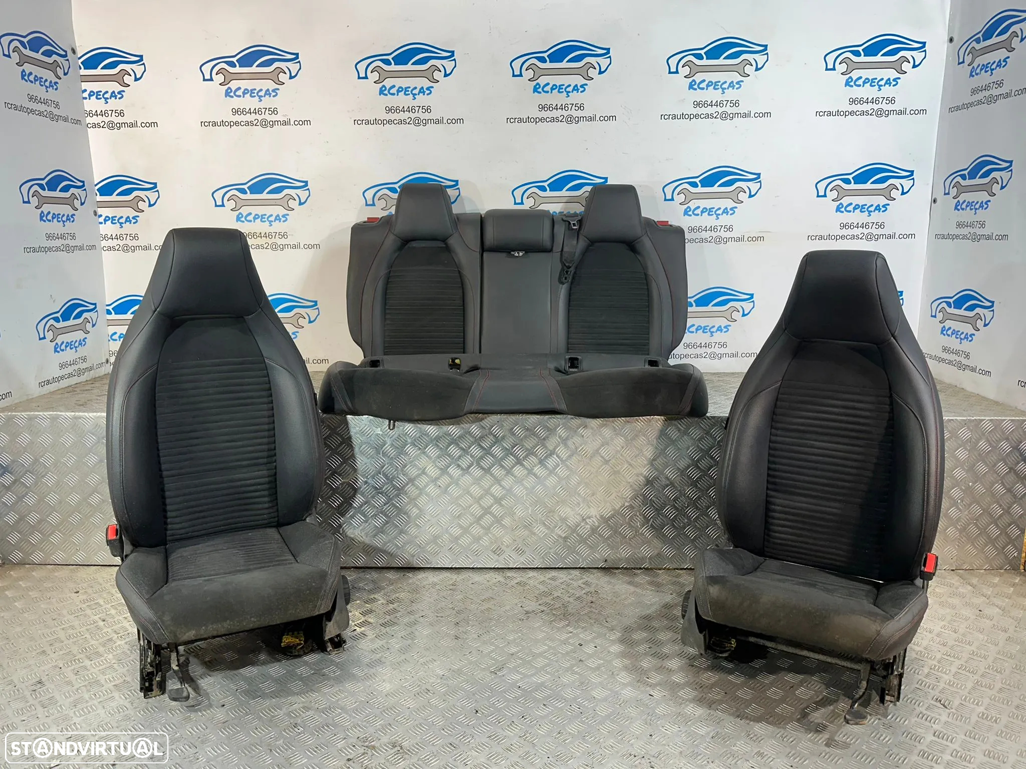 .Conjunto Bancos Pele Alcantra Frente Frontais Tras Traseiros Originais AMG Mercedes-Benz Classe A W176 2013–2018 - 2