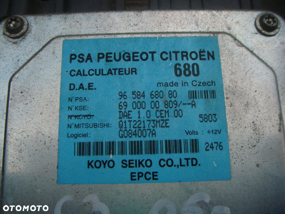 citroen c3 1.4 hdi 05r sterownik wspomagania 9658468080 - 2