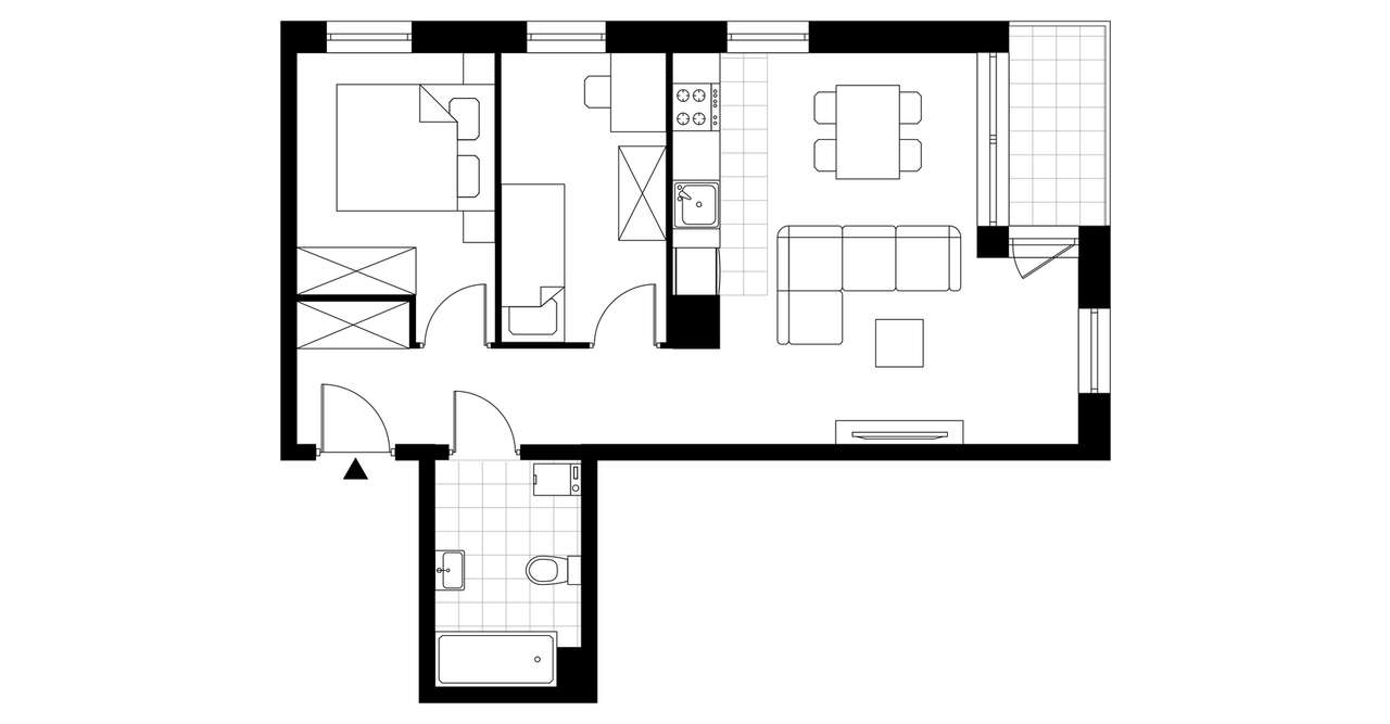 3-pokojowe mieszkanie 50m2 + loggia Bezpośrednio - Pełny obrazek: 4/9