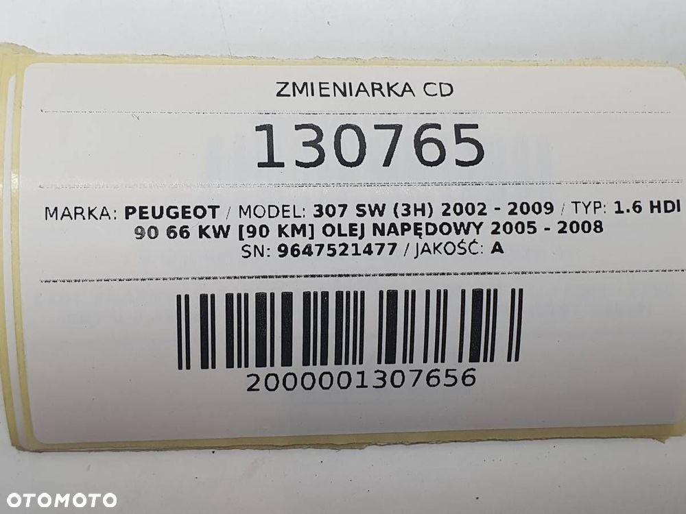 ZMIENIARKA PŁYT CD PEUGEOT 307 9647521477 - 6