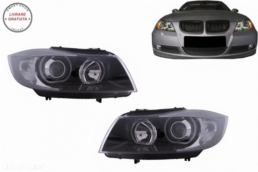 Faruri Angel Eyes BMW Seria 3 E90 Sedan E91 Touring (03.2005-2011) Negru- livrare gratuita - 17