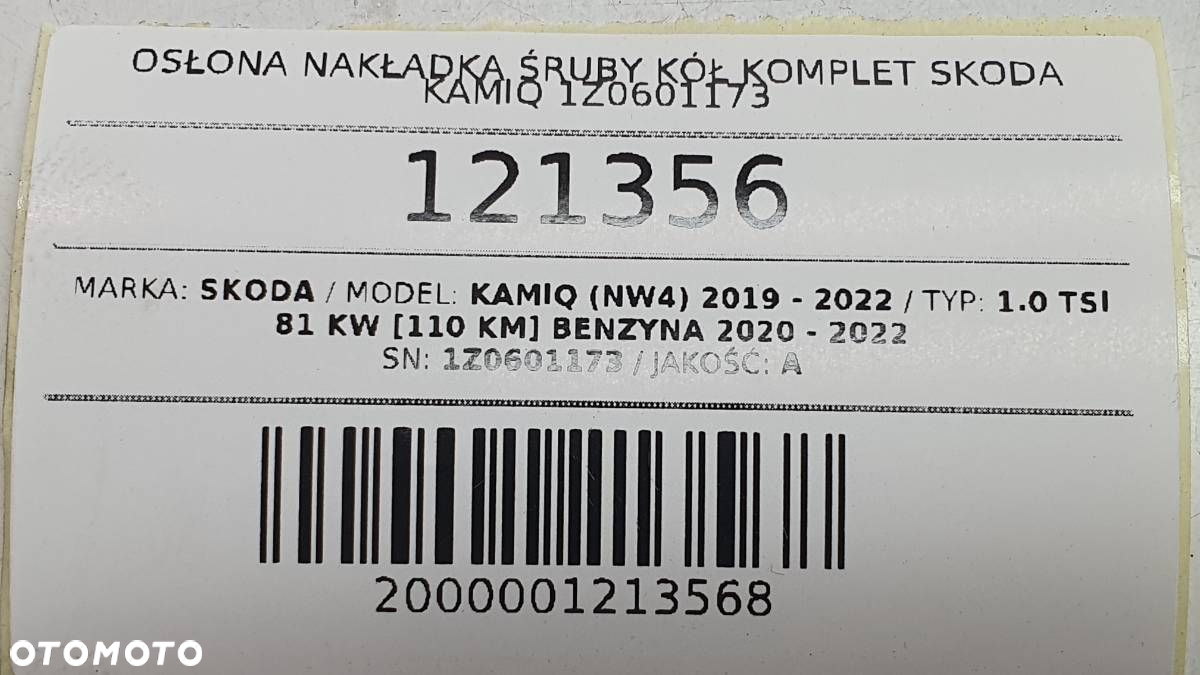 OSŁONA NAKŁADKA ŚRUBY KÓŁ KOMPLET SKODA KAMIQ 1Z0601173 - 4