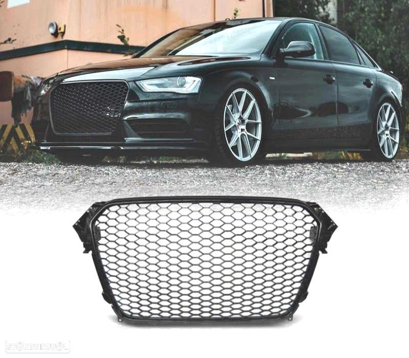 GRELHA FRONTAL AUDI A4 B8 11-15 PRETO BRILHANTE PDC - 1