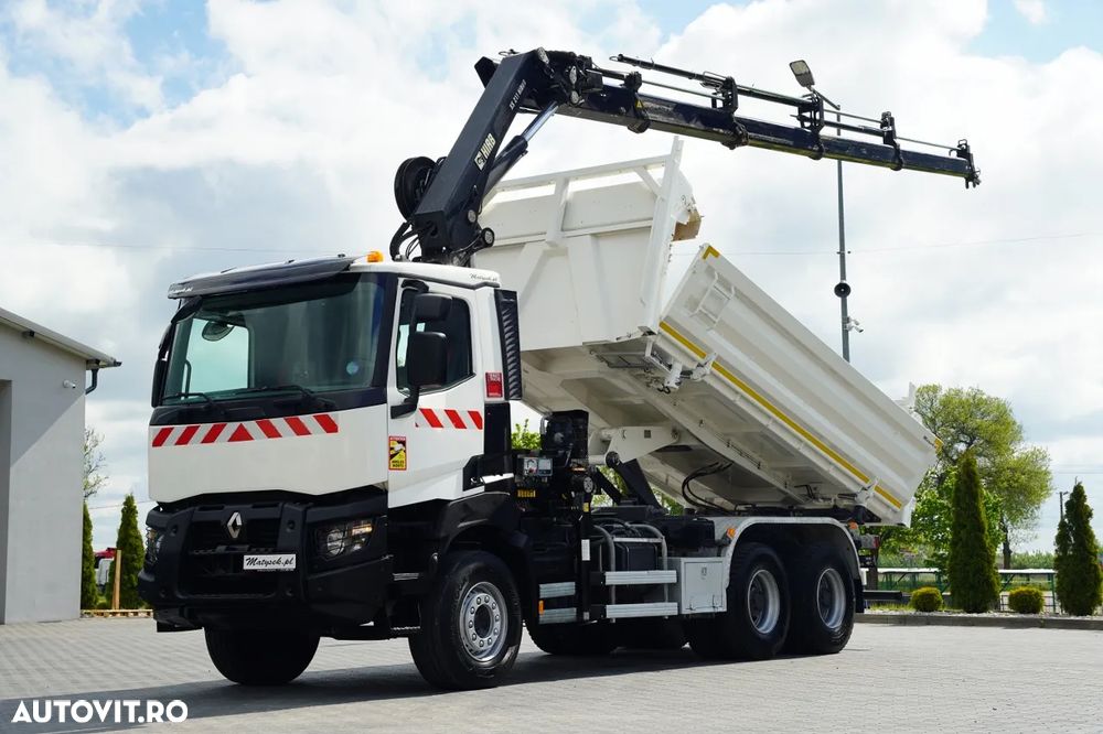Renault K 380 / 6x4 / BASCUNĂ CU 2 LATE / BASCUNĂ HIDRAULICĂ + HIAB 211 EP-4 HDS / TELECOMANDĂ / CUPĂ / EURO 6 - 2