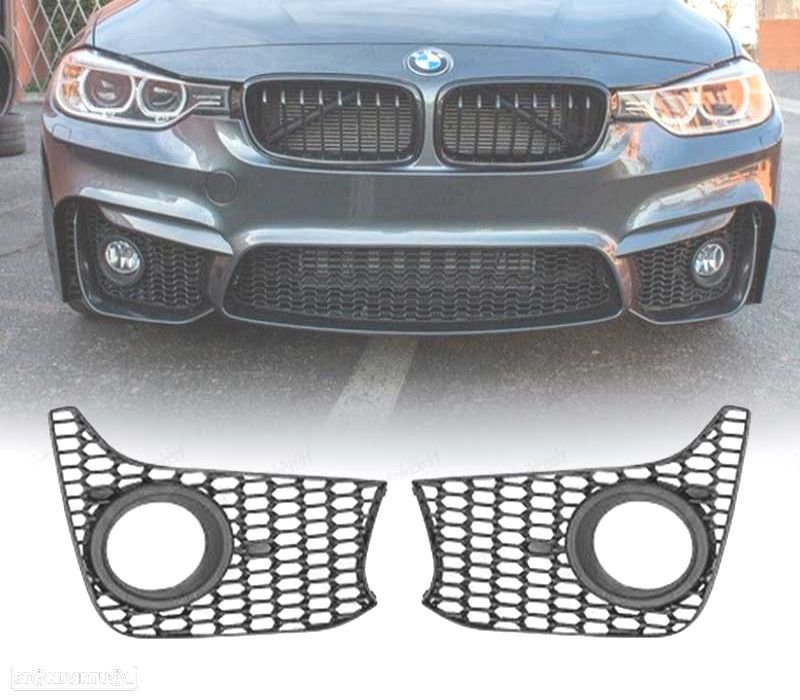 GRELHAS DE FARÓIS DE NEVOEIRO BMW F30 F31 LOOK M3 PRETAS - 1